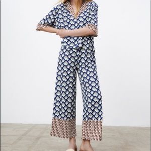 Zara geometric print cropped pants and top set